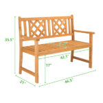 118*56.5*90cm Outdoor Garden Fir Grid Back Wooden Bench Burlywood - Image 14