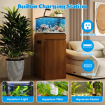 10-15 Gallon Fish Tank Stand with Storage Cabinet, Aquarium Stand with Power Outlets, 330LBS Capacity, Small Terrarium Stand Cabinet with Adjustable Shelves, Tank Stand for 16.9" L x 16.9" W Cube Terr - Image 4