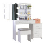 Old Code 36347634 Particleboard Triamine Veneer 5 Pumps 2 Shelves Mirror Cabinet Three Dimming Light Bulb Dressing Table Set White - Image 8