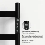 22.5" Black Heated Towel Rack for Bathroom,Wall Mounted with Intelligent Touch Screen Timer, 4-Bar Towel Warmer, 304 Stainless Steel Polished, Plug-in/Hard-Wired[Unable ship on weekends, TK/TEMU only for pickup, only TX10643 warehouse supports GOFO] - Image 6