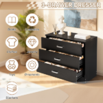 3-Drawer P2 Particleboard Bedside Table with Melamine Finish Drawer Cabinet Lockers 25.98*12.99*22.05in White =61558050 - Image 6
