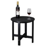 46*46*46cm Single Layer Round HDPE Side Table Black - Image 9