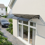 Awning for Door Entrance with Drainage Sink, 40x120 Inch Window Canopy Exterior, UV Rain Snow Protection for House Porch Patio Deck, Black Bracket & Brown Board - Image 19