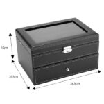 Watch Box 20 Mens Case Glass Top Display Organizer Lockable Black - Image 2