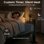 Black 1500W PTC Portable Fireplace Space Heater, Quiet 35dB Electric Heater with Tip-Over Overheat Protection Child Lock for Bedroom Living Room - Image 12