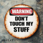 CIFbuy 1pc 8x8in Vintage Warning Do Not Touch My Items Sign, "" My Items Sign, Sign, Funny 2D Flat Round Plaque Decorative Wall TikTok, TikTok, temu emu Self-pickup LogiWaics - Image 3