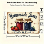 CIFbuy Retro Homemade Jams Berry Metal Sign, Weatherproof Rustproof" UV Resistant Iron Wall Art, Art, 2D Flat Unframed Vintage Fruit Decor WeatherikTok, WeatherikTok, t Self-pickup Logiopics - Image 2