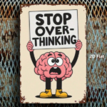 CIFbuy Stop Overthinking Vintage Metal Sign, 8x12 Inch 1pc Retro 2D Flat Iron Plate Wall Decor, Aged Brain Diagram Funny Psychology Art TikTok, TikTok, Art Self-pickup Logiopics - Image 3