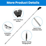 10.5FT Gutter Cleaning Brush With Telescoping Handle Rain Gutter Cleaner Extendable Gutter Cleaning Tool From The Ground with 2 Angled Brushes Anti-slip Gloves Goggles - Image 7