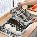 Adjustable Immersion Sink Dish Drying Rack With Stainless Steel Drain Basket - Portable And Retractable Space-Saving Fruit And Vegetable Solution(UPS/UPS logistics delivery supports self-pickup) - Image 7