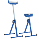 2-Pack Heavy Duty Metal Folding Roller Stand with Edge Guides Portable Woodworking Support - Blue - Image 3