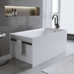 51'' Solid Surface Matte Tub, Freestanding Solid Surface Resin Stone Bathtub, Solid Surface Matte White Soaking Tub,Free Standing Tub with Overflow and Pop-up Drain, Matte White - Image 5