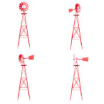 8FT Weather Resistant Yard Garden Windmill Red - Image 15
