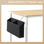 Oak-colored SG001FD P2 particleboard + iron pipe 160cm cut-out computer desk with non-woven fabric storage - Image 5