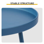 Patio Small Side Table, Round 2 Tier End Table, Metal Round Coffee Table for Indoor Outdoor, Navy Blue - Image 8
