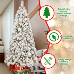 Artificial 7.5ft Flock LED-lit Christmas Tree with 1252PVC/Hard Needle Mixed Branch Tips,Hinged Premium & Foldable Base for Indoor Holiday Decorating - Image 7