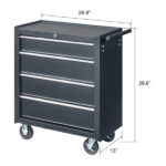 Single-bottom cabinet 4-draw, steel, black 330lb instrument cart, storage room - Image 14
