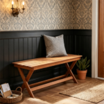 Solid Wood Backless Patio Bench, 2‑Person Rustic Slatted Seat Bench with X‑Frame Legs, Breathable Outdoor Garden Entryway Bench for Dining Plant Stand - Image 8