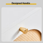 2 dump buckets with high-leg arched rattan shoe cabinet particle board + plastic rattan 54*24*98cm white frame + original wood rattan surface + white high-leg shoe cabinet - Image 5
