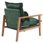 Cloud Shaped Indoor Leisure Chair with Solid Wood Armrest & Solid Wood Frame, Chenille Fabric Accent Chair with Lumbar Pillow, Single Sofa Chair Dark Green - Image 8