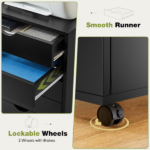5 Drawer Storage Cabinet with Wheels for Bedroom, Home, Office Organization, Black - Image 5