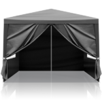 Same Code 00418742 10×10ft Black Outdoor Canopy Gazebo with 4 Removable Side Panels, 2 Zipper Doors and 2 Mesh Windows, Heavy Duty PE Cloth, Powder Coated Iron Pipes for Backyard Party Camping - Image 10