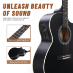 Replace 37788227 KMA102 41In Basswood Panel Matte Edging Folk Guitar with 15W Amplifier Bag Tuner and other Accessories Black - Image 3