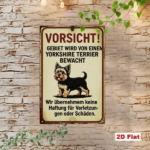 CIFbuy Vintage Yorkshire Terrier Metal Warning Sign, Graphic Home Security Decor, Rustic 2D Flat Wall Plaque, Flat Wall Plaque, German Phrase Ar ikTok, ikTok, Rustic 2D Flat Wall Plaque Self- Dckup Logiop Ary Decor - Image 5