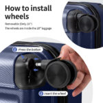ABS Trolley Case 20in 24in 28in 3PCS Suitcase Set Vertical Striped Frosted Case Suitcase Navy Blue - Image 24