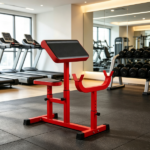 Red 265 LBS Preacher Curl Bench: Adjustable Seated Arm Isolated Barbell Dumbbell Bicep Station for Strength Training - Image 4