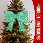 Pre-lit Outdoor Giant Bowknot Christmas Decoration, Lighted Metal Frame with 124 Green LED Lights, for Front Door Gate Wall Indoor Outdoor Holiday Party, Green - Image 4