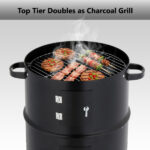 43 x 52 x 85 cm — Black Cylindrical Smoker with Chimney — Powder-Coated Iron - Image 6