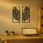 CIFbuy 2pcs Leaf metal wall art, handmade iron plant decoration, rural black hanging accessories, natural inspiration, home decoration, vivid leaf pa(TikTok/temu self-pickup orders)