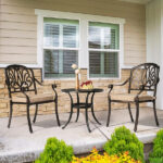 Phoenix Cast Aluminum Round Table, Patio End Table Side Table, Cast Aluminum Cocktail Table, Outdoor Bar Table, Black - Image 16