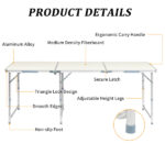 180 x 60 x 70cm Aluminum Alloy Folding Table White - Image 26