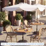 10 Ft Solar Powered Patio Umbrella with 24 LED Lights, Beige Outdoor Market Umbrella - Image 12