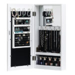 Simple PVC Wood Grain Coating Photo Storage Damp-proof Jewelry Mirror Cabinet White - Image 12