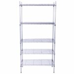 XM-304B Rectangle Carbon Steel Metal Assembly 5-Shelf Storage Rack Silver Gray - Image 7