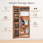 no provide self pick-up.Solid Wood Jewelry Armoire Organizer Cabinet with Full-Length Mirror, 47.5x14.3 in Wall-Mounted Lockable with LED Light - Image 4