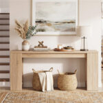 71" Long Farmhouse Console Table, Narrow Entryway Table with Bottom Storage Shelf - Image 9