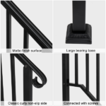 [Same Code 11384510 73142795]Artisasset Matte Black Outdoor 3 Level Iron Handrail - Image 5
