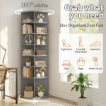 7-tier, 360° rotating wood-plastic composite shoe rack, 60*60*184cm, gray - Image 8