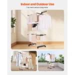 4-Tier Clothes Drying Rack, Sturdy Laundry Drying Rack with Wheels and 24 Rods, Wings Foldable, Clothes Hanger for Indoor and Outdoor (Shipment from Walmart) - Image 4
