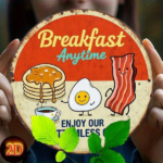 CIFbuy 1Pc Vintage Rustic Retro Metal Wall Sign 8x8Inch Bacon Eggs Pancakes Breakfast Pattern Durable 2D Flat Art Decor Sign For Home K TikTok, TikTok, me K Self-pickup Logiopics