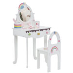 Kids Vanity Table and Chair Set with 7pcs Pretend Play Makeup Toys, Girls Vanity with Mirror & Stool, 3 Drawers & Tabletop Storage, Princess Table for Toddlers, White - Image 2
