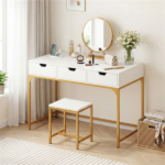 43.5" Home Office Desk with Built-in Charging Station & 3 Drawers Hidden Compartment - Image 7