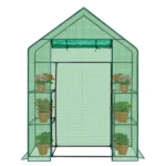 Mini Walk-In Greenhouse with PE Cover, 4-Shelf Indoor Outdoor Garden Plant Shelves, Zippered Roll-Up Door, 56"x29"x77" (Shipment from Walmart)