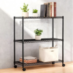 3-Tier Shelving Storage Shelves,Steel Organizer Wire Rack with Wheels,Adjustable Storage Units,23" W x 13" D x 30" H,Black (Shipment from Walmart) - Image 5