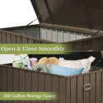 200 Gallon Outdoor Storage Deck Box Waterproof, Large Patio Storage Bin for Outside Cushions, Throw Pillows, Garden Tools, Lockable (Dark Brown) - Image 3