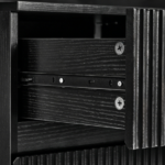 Handleless Grille-Finished 3-Drawer Bedside Table P2 Particleboard + MDF & Melamine Veneer + Thermoformed Drawer Cabinet 23.62*12.99*22.05in Black - Image 8